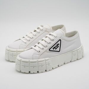size 39.5eu 9.5 US Prada Double Wheel Platform Sneaker White Nylon